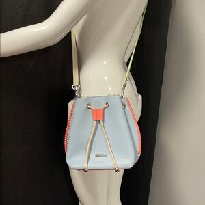 Elegant Light Blue and Coral Crossbody Bag